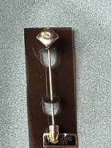 Vintage Goldtone Square w Teeny Tiny Genuine Ruby Stone Lapel Stick Pin ... - £7.49 GBP