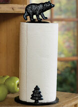 Ebros Rustic Forest Black Bear W/ Pine Tree Cast Iron Paper Towel Holder - €28,35 EUR