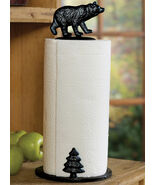 Ebros Rustic Forest Black Bear W/ Pine Tree Cast Iron Paper Towel Holder - €28,35 EUR