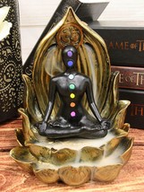 Ebros Spiritual Harmony Chakra Yoga Backflow Cone Incense Burner Statue ... - $36.99