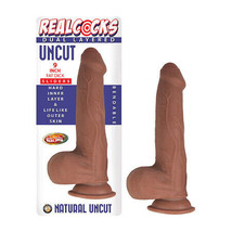 Realcocks Dual Layered Uncut Slider Fat Dick 9 in. Brown - £60.57 GBP