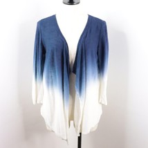 Chico&#39;s Women&#39;s S/4 Blue White Ombre Linen Cotton Open Front Cardigan Sweater - £11.80 GBP
