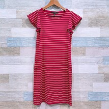 White House Black Market Flutter Sleeve Dress Pink Stripe Jersey Knit Womens XXS - $29.69