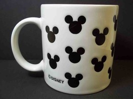 Disney Mickey Mouse coffee mug black impressed silhouette heads on white 10 oz - £6.81 GBP
