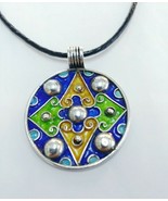 Enamel Necklace Berber Silver Pendant Moroccan Handmade African Jewelry ... - £50.42 GBP