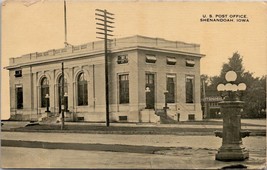 Shenandoah Iowa US Post Office Automobile Garage in Distance Postcard X10 - $7.95