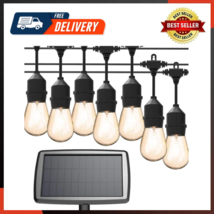 Solar String Lights 15 LED Bulbs Waterproof Heavy Duty Outdoor 44 Ft For Garden - £32.43 GBP