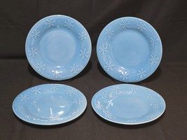 Vintage Libbey Blue Snowflake 8.5&quot; Luncheon / Salad Plate - Near Mint Set Of 5 - £20.68 GBP