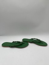 Saks Fifth Avenue Twisted Leather Open Toe Flip Flop Sandals Womens Green Size 8 - £18.59 GBP