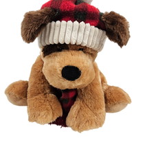 Hug Fun International Holiday Christmas Puppy Dog Stuffed Animal Plush Hat Scarf - £13.48 GBP