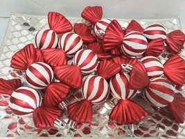 Christmas Holiday Red White Candy Cane Peppermint Plastic Tree Ornaments 12pc - £18.98 GBP