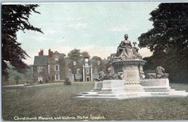 Christchurch Mansion and Victoria Statue Ipswich United Kingdom Postcard - £5.51 GBP