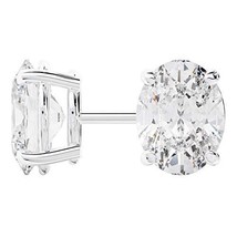 18k White Gold Oval Shape Diamond Stud Earrings .75 Carats - £1,301.79 GBP