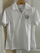 Women&#39;s Shirt Sport Pittsburg Steelers White Medium Cutter &amp; Buck Has Collar New - £26.74 GBP