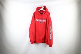 Vintage Reebok Mens 2XL Faded Spell Out Washington Capitals Hockey Hoodie Red - £46.42 GBP