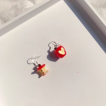 Fruit Red  Earrings for Women Creative Handmade Earrings2021 Fun Asymmetry Cute  - £6.44 GBP