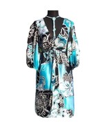 Cache Tropical Black White Blue Silk Dress Adjust Draw Waist Belt New $1... - $102.85 CAD