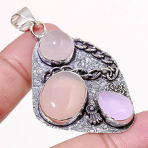 Rose Quartz Gemstone Handmade Fashion Ethnic Gifted Pendant Jewelry 2.60&quot; SA 793 - £4.78 GBP