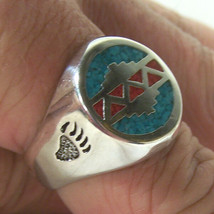WESTERN BEAR PAW RING colored biker silver ring new BR98R bears claw turquoise - £6.08 GBP