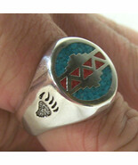 WESTERN BEAR PAW RING colored biker silver ring new BR98R bears claw tur... - $144.50 MXN