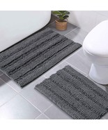 Grey Bathroom Rug Sets, Extra Thick Bath Rugs For Bathroom, Anti-Slip So... - £31.44 GBP