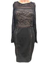 Coqueta Dress Size Small Black Fitted With Long Sheer Sleeves - $332.25 MXN