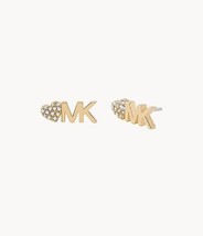 Michael Kors MK Gold Tone Heart Stud Earrings NIB - £31.20 GBP