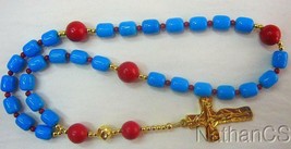 Anglican Episcopal Rosary Turquoise &amp; Coral Beads w Vermeil Cross &amp; Parts - $118.80