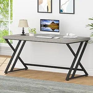 Large Home Office Desk, Long Industrial Computer Desk With Storage, Meta... - $333.99