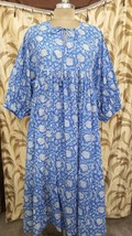 Pure Cotton Long Dress Indian Block Print Colourful Summer Earthy Elegan... - $54.99