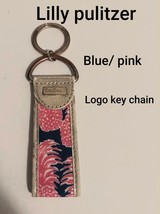 Lilly Pulitzer Gold  Pink, Navy Blue Logo Key Ring - £9.42 GBP
