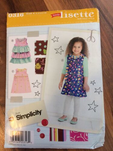 Simplicity  Little Lissette Childs Sewing Pattern 0316 A Size: 3 4 5 6 7 8 new - £13.51 GBP