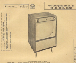 1956 TRAV-LER 621-20 TELEVISION Tv Photofact MANUAL 21 22 25 26 421M6 62... - $9.89