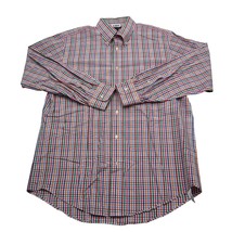 Lands End Shirt Mens 15.5 - 32 Blue Red Green Plaid Casual Button Front - $18.69