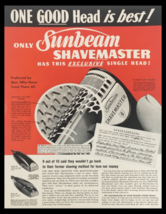 1941 Sunbeam Shavemaster Single-Head Universal Motor Vintage Print Ad - $14.20