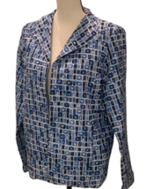 Silk Land Womens 100% Silk Jacket Size M Blue Lined Long Sleeve - £15.78 GBP