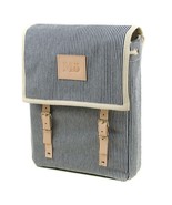 Women&#39;s Leather and Canvas Backpack, Blue and Stripes by Modernaked - $95.93 CAD