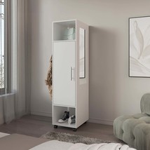 White Armoire: 62.9&quot;H, 1 Door, 3 Shelves, Mirror - $258.99