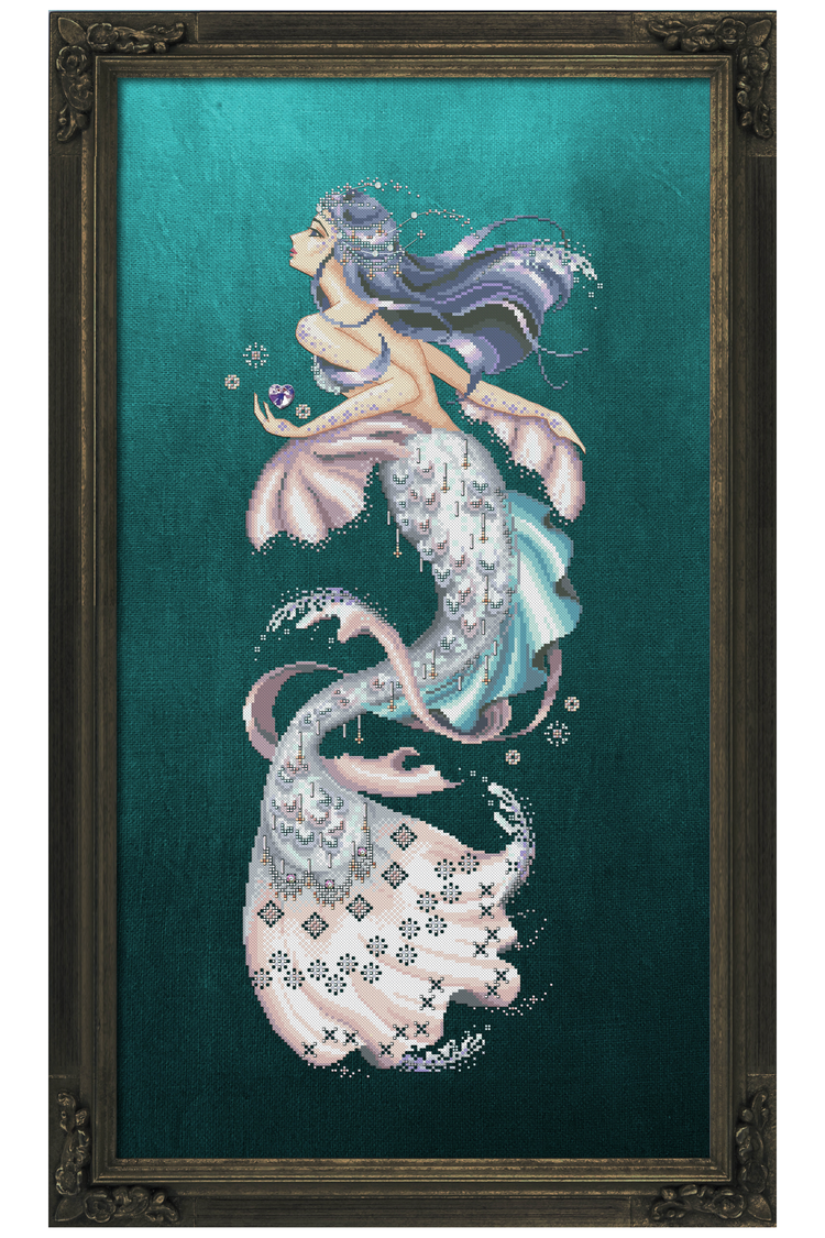 SALE! Chart and Embellishment with SP threads Crystal Mermaid Aquabella by Bella - $72.26