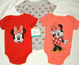 Disney Baby Girls Set of 3 Bodysuits Minnie Mouse Size 6/9 Month - £8.78 GBP