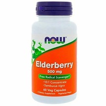 NEW NOW Foods Elderberry Extract Gluten Free Vegetarian 500 mg 60 vcaps - £12.17 GBP