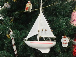 Wooden Intrepid Model Sailboat Christmas Tree Ornament - $18.99