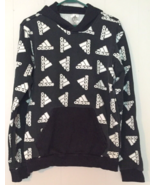 Adidas hoodie men size S black &amp; white all over print long sleeve - £11.32 GBP