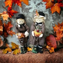 Pilgrim Porch Door Greeter Pair Standing 19 &amp; 20&quot; Dolls Fall Thanksgiving Decor  - £71.22 GBP