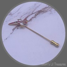 Red &amp; White Gold Toned Jet / Airplane 2 Inch Colelctible Stick Lapel  Br... - £7.70 GBP