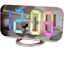 Digital Alarm Clock For Bedroom,6.5&quot; Led Mirror Clocks Large Display,With 2 Usb  - $28.99