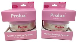 ( Lot 2 ) PROLUX Cosmetics MATTE Setting Powder With Puff &quot;PORCELAIN&quot; NI... - $14.84