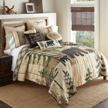 Donna Sharp Painted Bear Queen 3-Pc Set Quilt Lodge Cabin Rustic Mountains New - £127.79 GBP