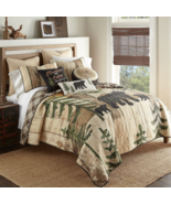 Donna Sharp Painted Bear Queen 3-Pc Set Quilt Lodge Cabin Rustic Mountai... - £125.15 GBP
