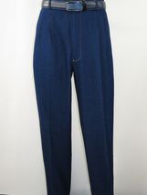 Men Denim Suit Royal Diamond 3 Piece vested Wide Leg Pleated Pants Den10 Blue image 3